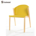 Modern plastic seat wood frame dinning side chair